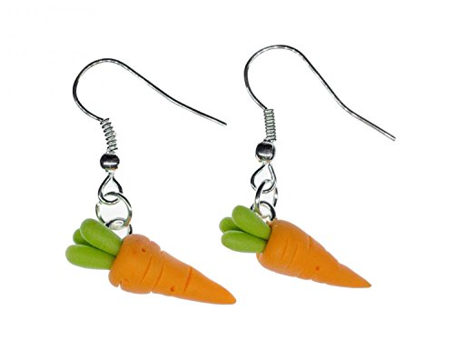 Miniblings Karotten Möhren Ohrringe - Handmade Modeschmuck I Rüben 3D Kaninchen Ostern - Ohrhänger Ohrschmuck versilbert von Miniblings