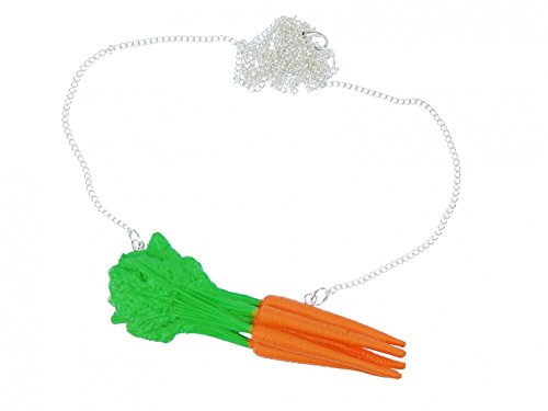 Miniblings Karottenbündel Kette Halskette 80cm Karotten Gemüse Karotte Möhre - Handmade Modeschmuck - Gliederkette versilbert von Miniblings