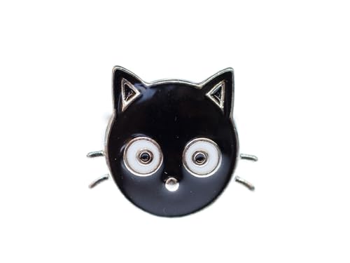 Miniblings Katze Click ButtonClick Button Ring - Katze Click ButtonClick Button - Handmade Modeschmuck I Fingerring mit Motiv I verstellbar one Size von Miniblings