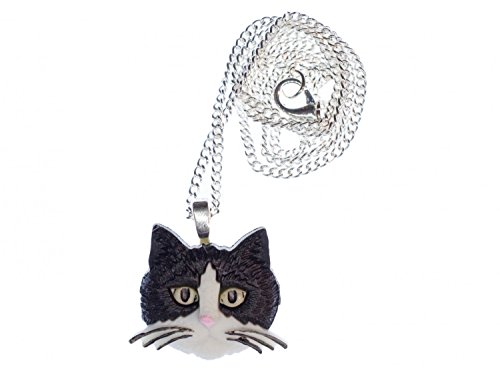 Miniblings Katzenkopf Kette Katzenkette 45cm Katze Kopf Kätzchen Cat versilbert - Handmade Modeschmuck - Gliederkette versilbert von Miniblings