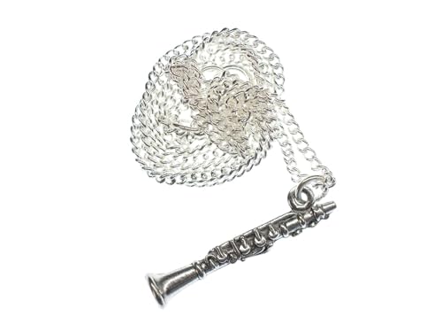 Miniblings Klarinetten Musik Halskette - Handmade Modeschmuck I Kette mit Anhänger Länge: 45cm Flöte Silber klein von Miniblings