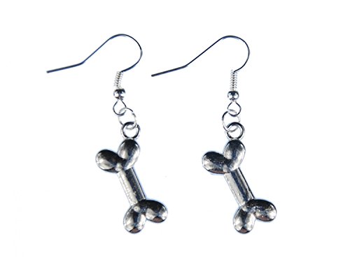 Miniblings Knochen Ohrringe Hänger Hund Hunde Steinzeit Hundeknochen Bone silber - Handmade Modeschmuck I Ohrhänger Ohrschmuck versilbert von Miniblings