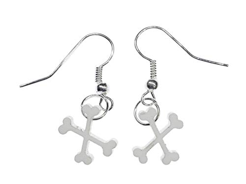 Miniblings Knochen Ohrringe Hänger Kreuz gekreuzt Bones Hund Steinzeit Pirat LC - Handmade Modeschmuck I Ohrhänger Ohrschmuck versilbert von Miniblings
