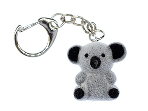 Miniblings Koala Schlüsselanhänger Outback Australien Zoo Koalabär Tier Flock grau- Handmade Modeschmuck I Anhänger Schlüsselring Schlüsselband Keyring von Miniblings