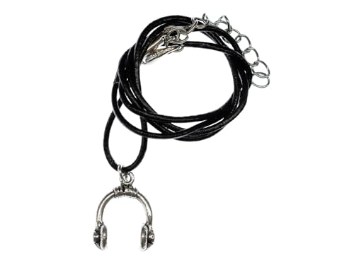 Miniblings Kopfhörer Kette Halskette DJ Musik Band Headphones Acrylglas silber Leder - Handmade Modeschmuck - Gliederkette versilbert von Miniblings