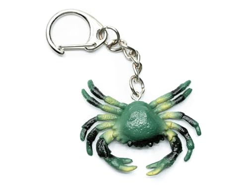Miniblings Krabbe Schlüsselanhänger Krebs grün schwarz - Handmade Modeschmuck I Anhänger Schlüsselring Schlüsselband Keyring von Miniblings