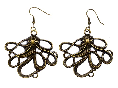 Miniblings Krake Oktopus Tintenfisch Ohrringe Meer Kraken Fisch Ozean Bronze - Handmade Modeschmuck I Ohrhänger Ohrschmuck von Miniblings