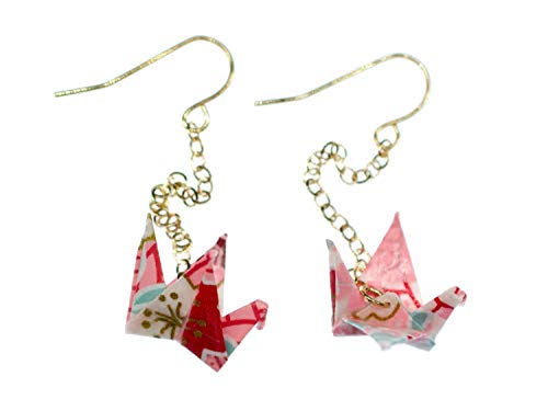 Miniblings Kranich Ohrringe Origami Vogel Kraniche Faltkunst Senbazuru Papier - Handmade Modeschmuck I Ohrhänger Ohrschmuck versilbert von Miniblings