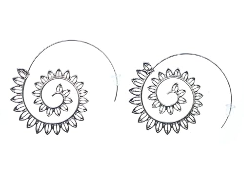 Miniblings Kreolen versilbert Ringe Loops Ohrringe rund Creolen Blume Lotusblume - Handmade Modeschmuck I Ohrhänger Ohrschmuck versilbert von Miniblings
