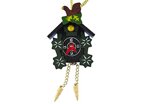 Miniblings Kuckucksuhr Kette Uhr Halskette 80cm Schwarzwald Holz vergoldet 6cm - Handmade Modeschmuck - Kugelkette vergoldet von Miniblings