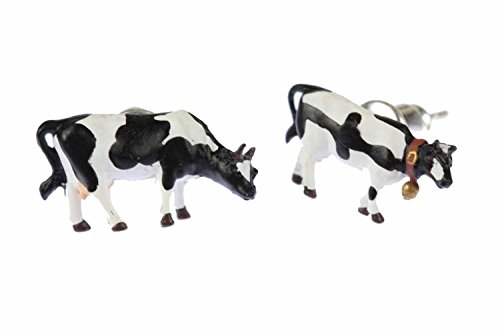 Miniblings Kuh Kühe Bauernhof Ohrstecker schwarz weiß midi - Handmade Modeschmuck I Ohrringe Stecker Ohrschmuck von Miniblings