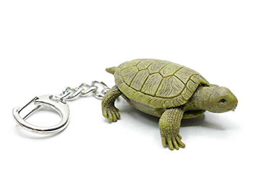 Miniblings Landschildkröte Schlüsselanhänger Schildkröte Landschildkröte Wasserschildkröte olive - Handmade Modeschmuck I Anhänger Schlüsselring Schlüsselband Keyring von Miniblings