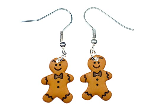 Miniblings Lebkuchenmann Ohrringe Weihnachten Xmas Lebkuchen Gebäck Knopf braun - Handmade Modeschmuck I Ohrhänger Ohrschmuck versilbert von Miniblings