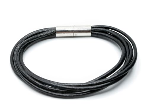 Miniblings Lederarmband Herrenarmband schwarz Leder Armband Magnetverschluss - Modeschmuck Handmade - Damen Mädchen Bettelarmband von Miniblings