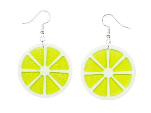 Miniblings Limetten Limettenscheiben Party Ohrringe - Handmade Modeschmuck I Sommer Ferien Urlaub grün - Ohrhänger Ohrschmuck versilbert von Miniblings