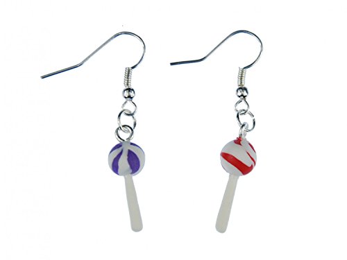 Miniblings Lutscher Bonbon Ohrringe Hänger Süßigkeit Lolli bunt Kinder Mädchen - Handmade Modeschmuck I Ohrhänger Ohrschmuck versilbert von Miniblings