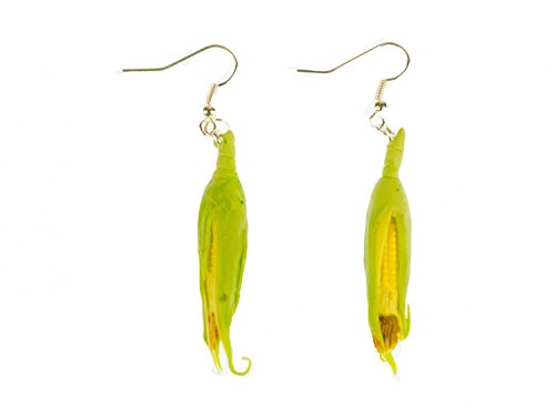 Miniblings Maiskolben Ohrringe Hänger Veggie Vegetarier Gemüse Mais grün - Handmade Modeschmuck I Ohrhänger Ohrschmuck versilbert von Miniblings