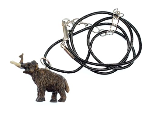 Miniblings Mammut Halskette Lederkette Kette Gummi Steinzeit Urzeit Tier Gummi - Handmade Modeschmuck - Lederkette Herrenkette von Miniblings