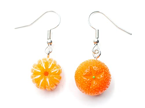 Miniblings Mandarine Ohrringe Orange Orangen Mandarinen Weihnachten Advent Frucht orange ganz - Origineller Modeschmuck I Ohrhänger Ohrschmuck versilbert von Miniblings