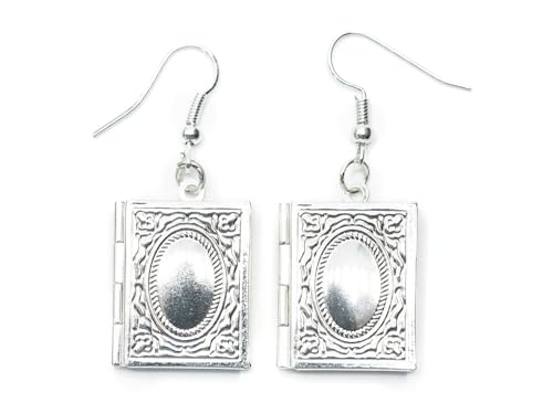 Miniblings Medaillon Buch Foto Aufklappen Fotos DIY Portrait - Handmade Modeschmuck I Ohrhänger Ohrschmuck versilbert von Miniblings