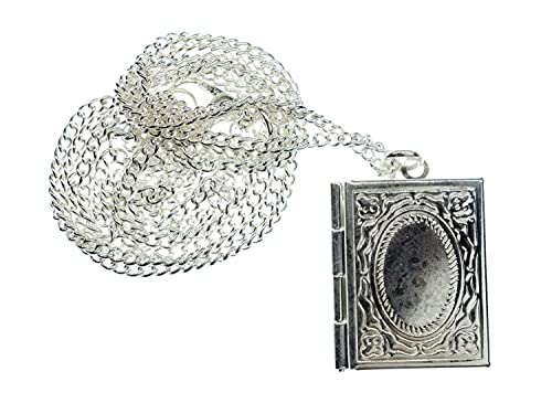 Miniblings Medaillon Buch Foto Medallion Halskette - Handmade Modeschmuck I Kette 45cm Aufklappen Fotos DIY Erinnerung silber - Gliederkette versilbert von Miniblings