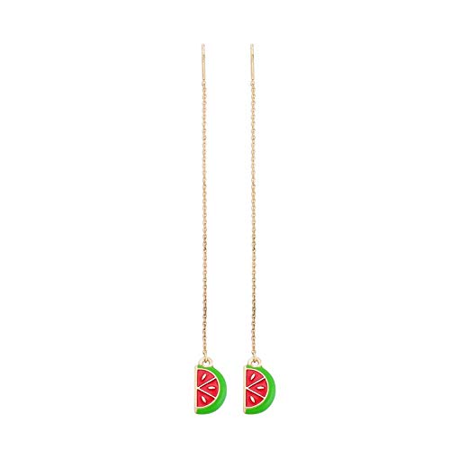 Miniblings Melonen Kettchen Ohrringe emailliert - Origineller Modeschmuck I Wassermelone Melone Cocktail Sommer Urlaub Melonenhälfte Obst - Ohrhänger Ohrschmuck vergoldet von Miniblings