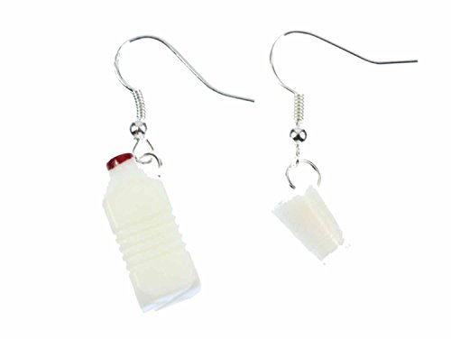 Miniblings Milchflasche und Glas Ohrringe Hänger Milch Küche Kanister Set - Handmade Modeschmuck I Ohrhänger Ohrschmuck versilbert von Miniblings