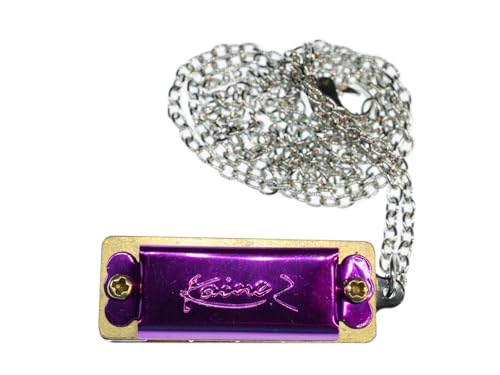 Miniblings Mundharmonika Kette Halskette Spielbar Harmonika Blues 50cm lila - Handmade Modeschmuck - Gliederkette versilbert von Miniblings