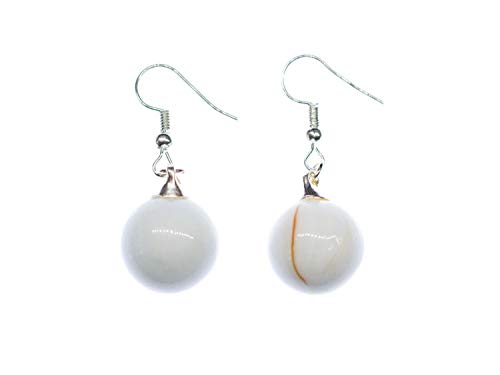 Miniblings Murmel Ohrringe Hänger Glasperle Glaskugel Kugel Klicker weiß bunt - Handmade Modeschmuck I Ohrhänger Ohrschmuck versilbert von Miniblings