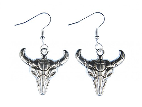 Miniblings Ochsenschädel Ohrringe Cowboy Hänger Rin Schädel silber 30mm - Handmade Modeschmuck I Ohrhänger Ohrschmuck versilbert von Miniblings
