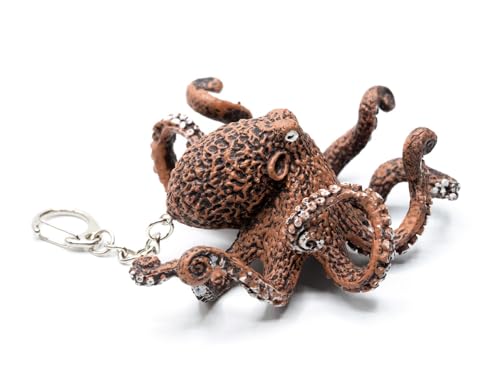 Miniblings Oktopus Schlüsselanhänger Tintenfisch Krake Kraken XL braun weiße Noppen - Handmade Modeschmuck I Anhänger Schlüsselring Schlüsselband Keyring von Miniblings