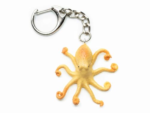 Miniblings Oktopus Schlüsselanhänger Tintenfisch Krake beige orange - Handmade Modeschmuck I Anhänger Schlüsselring Schlüsselband Keyring von Miniblings