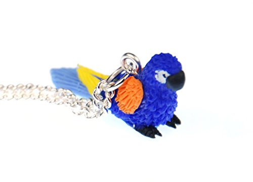 Miniblings Papagei Ara Kette Halskette 45cm Vogel Bird Parrot Vogelkette blau - Handmade Modeschmuck - Gliederkette versilbert von Miniblings