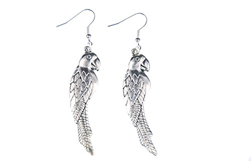 Miniblings Papagei Ohrringe Vogel Vögel exotisch Ara Papageien 6cm versilbert - Handmade Modeschmuck I Ohrhänger Ohrschmuck versilbert von Miniblings