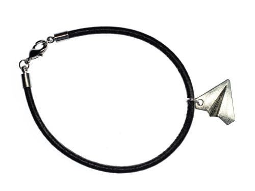 Miniblings Papierflieger Lederarmband schwarz Armband Origami Leder Style silb - Modeschmuck Handmade - Damen Mädchen Bettelarmband von Miniblings