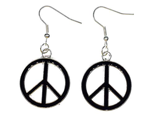 Miniblings Peace Frieden Hippie Ohrringe - Handmade Modeschmuck I Metall emailliert - Ohrhänger Ohrschmuck versilbert von Miniblings