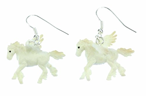 Miniblings Pegasus Ohrringe geflügeltes Pferd Fantasy Pony weiß Mirco - Handmade Modeschmuck I Ohrhänger Ohrschmuck versilbert von Miniblings