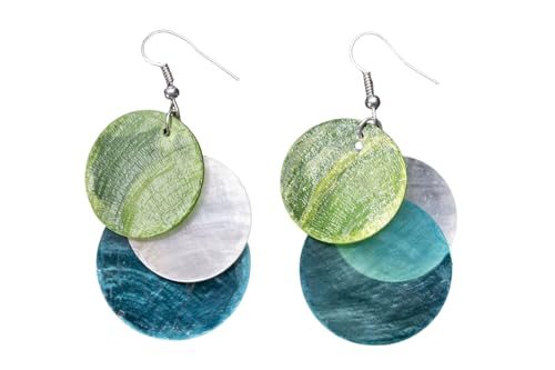 Miniblings Perlmutt Ohrringe Perlmuttscheiben Hippie Boho Blau Grün Weiß - Handmade Modeschmuck I Ohrhänger Ohrschmuck versilbert Miniblings Perlmutt Ohrringe Perlmuttscheiben Hippie Boho Blau Grün Weiß - Handmade Modeschmuck I Ohrhänger Ohrschmuck versilbert von Miniblings