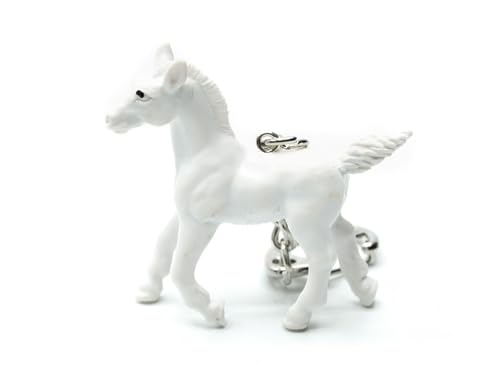 Miniblings Pferd Schlüsselanhänger Tierkind Pony Fohlen Bauernhof weiß - Handmade Modeschmuck I Anhänger Schlüsselring Schlüsselband Keyring von Miniblings