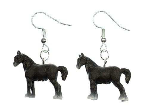 Miniblings Pferde Ohrringe Hänger Tier Farm Bauernhof Tiere Pferd 25mm - Handmade Modeschmuck I Ohrhänger Ohrschmuck versilbert von Miniblings