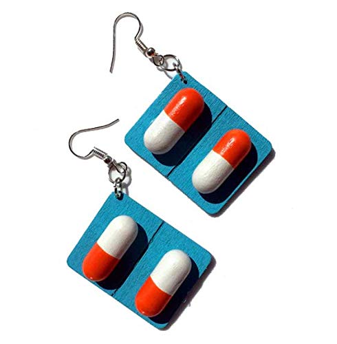 Miniblings Pillen Ohrringe Tablette Pille Kapseln Karneval Medizin Ärztin Studium - Handmade Modeschmuck I Ohrhänger Ohrschmuck versilbert von Miniblings