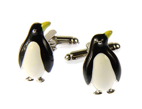 Miniblings Pinguin Manschettenknöpfe Knöpfe mit Box Südpol EIS Pinguine Emaille - Herrenschmuck Manschettenknopf Cufflinks Hemdknöpfe I Holzbox inklusive von Miniblings