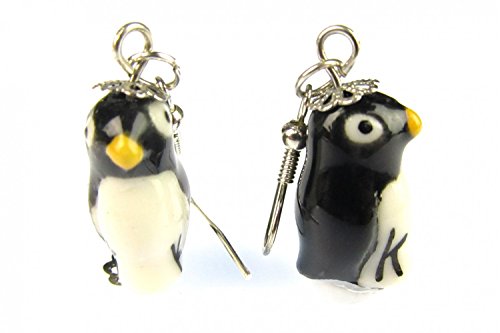 Miniblings Pinguin Ohrringe Pinguinohrringe Pinguine Südpol Keramik Antarktis Zoo - Handmade Modeschmuck I Ohrhänger Ohrschmuck versilbert von Miniblings