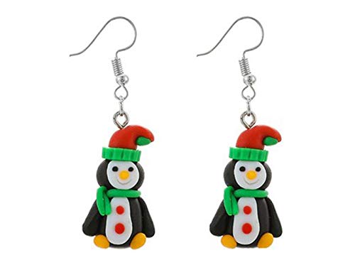 Miniblings Pinguin Ohrringe Weihnachten Weihnachtsmann Vogel Antarktis Südpol - Handmade Modeschmuck I Ohrhänger Ohrschmuck versilbert von Miniblings