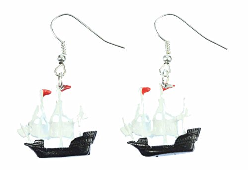 Miniblings Piratenschiff Schiff Ohrringe Hänger Maritim Boot Segelschiff Pirat - Handmade Modeschmuck I Ohrhänger Ohrschmuck versilbert von Miniblings