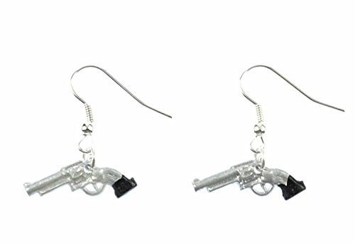 Miniblings Pistole Ohrringe Revolver Revolverohrringe Colt Cowboy Waffe mini - Handmade Modeschmuck I Ohrhänger Ohrschmuck versilbert von Miniblings