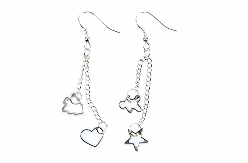 Miniblings Plätzchen Ausstecher Ohrringe Förmchen Weihnachten Keks Kettchen Doppel 1cm - Handmade Modeschmuck I Ohrhänger Ohrschmuck versilbert von Miniblings