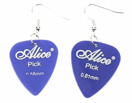 Miniblings Plektrum Plektron Ohrringe Hänger Gitarre E-Gitarre Band blau - Handmade Modeschmuck I Ohrhänger Ohrschmuck versilbert von Miniblings