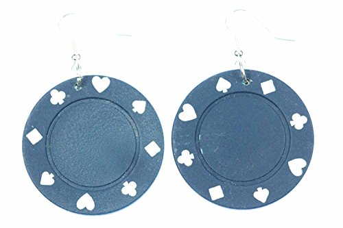 Miniblings Poker Jeton Ohrringe Hänger Pokern Kasino Las Vegas Glücksspiel blau - Handmade Modeschmuck I Ohrhänger Ohrschmuck versilbert von Miniblings
