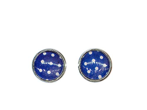Miniblings Polka Dots Cabochon Stecker Rockabilly Ohrstecker weiß blau Punkte - Handmade Modeschmuck I Ohrringe Stecker Ohrschmuck von Miniblings